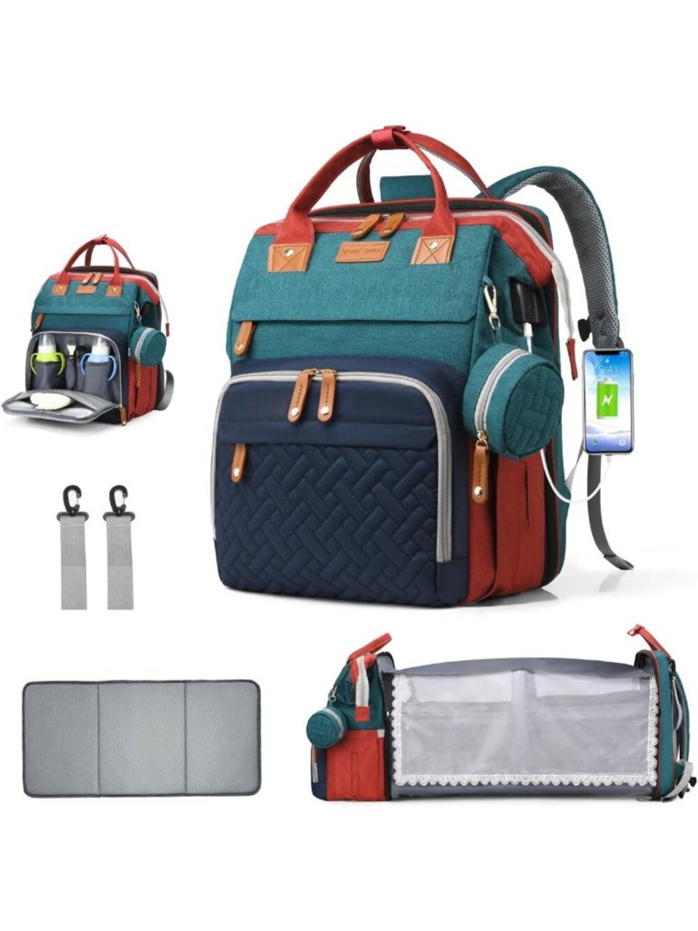 Stylish Waterproof Diaper Bag Backpack with Changing Station for Travel & Moms